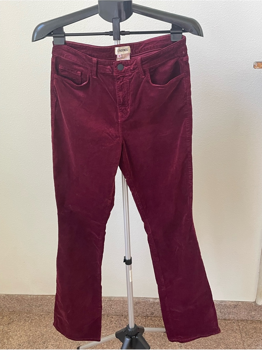 L'Agence Women's Burgundy velvet Jeans
